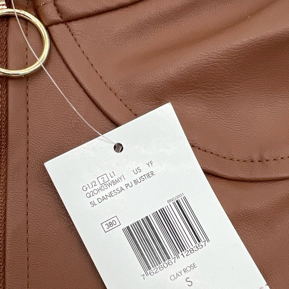 Guess Brown Faux Leather Bustier S NWT - Picture 7 of 9